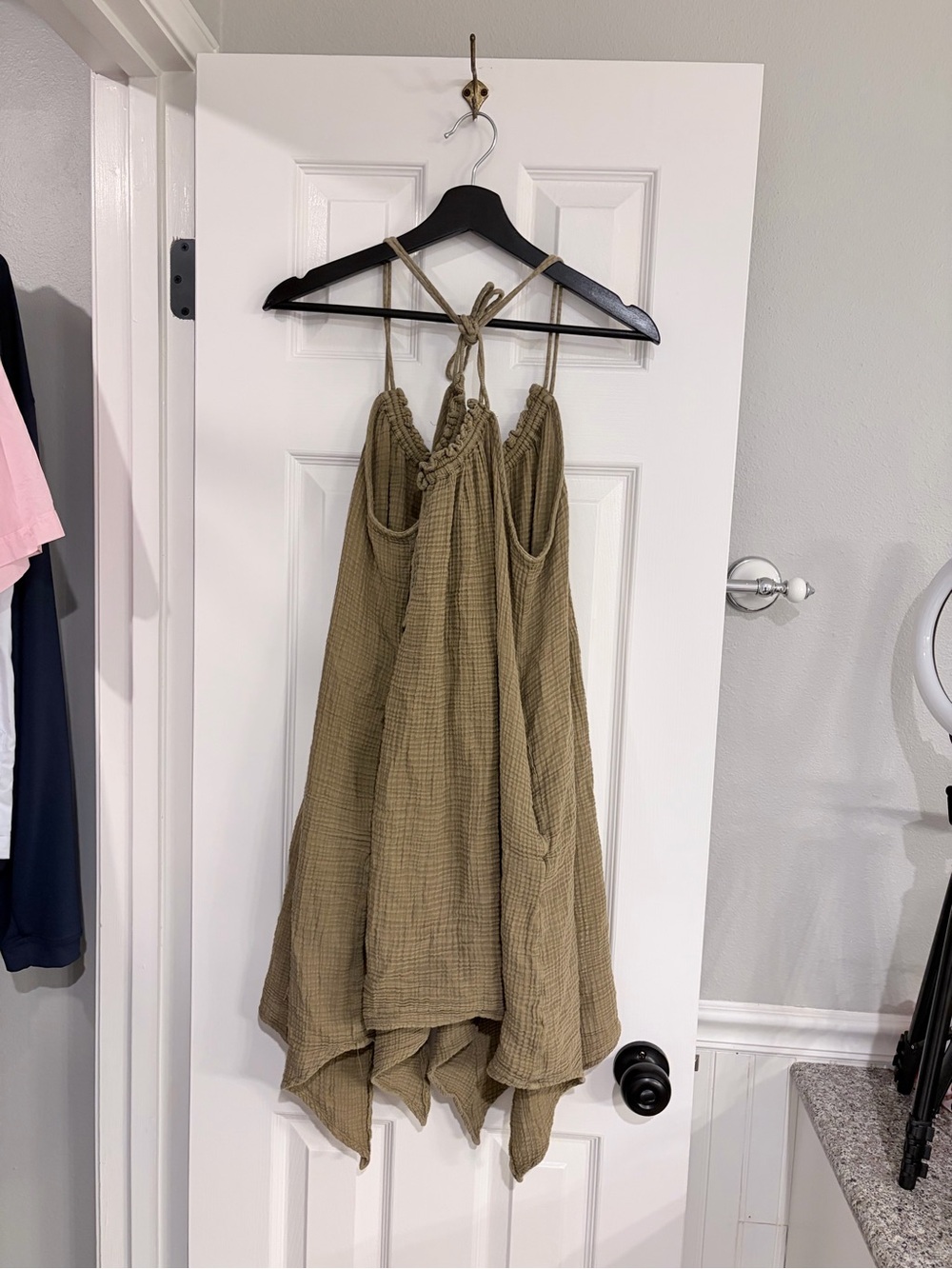 Anthropologie Daily Practice Green Gauze Halter Dress XL - Picture 4 of 8